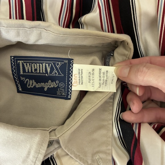Wrangler 20X Men's XL Western Button Down Shirt Striped 17.5x35/36 Cotton Rodeo - Picture 9 of 10